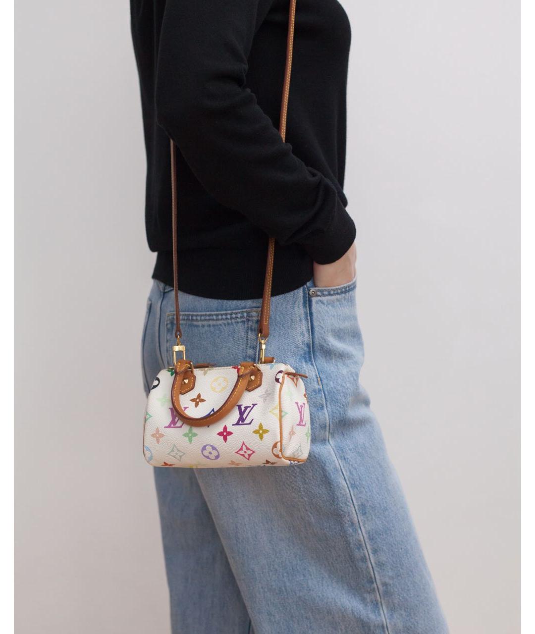 LOUIS VUITTON Белая сумка с короткими ручками из канвы, фото 4