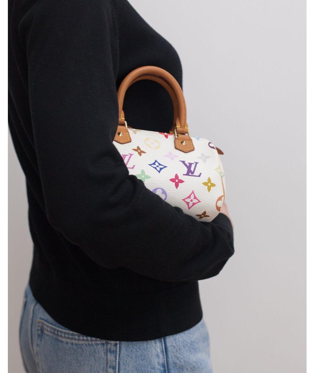 LOUIS VUITTON Белая сумка с короткими ручками из канвы, фото 5