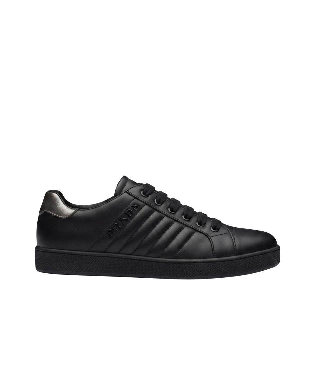 PRADA Черные кожаные кеды, фото 1