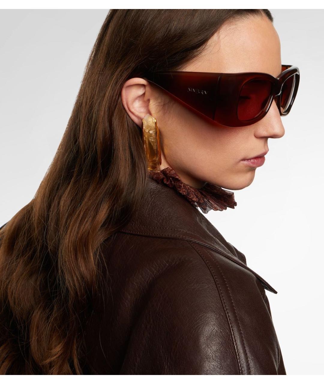 SAINT LAURENT Коричневые пластиковые солнцезащитные очки, фото 2