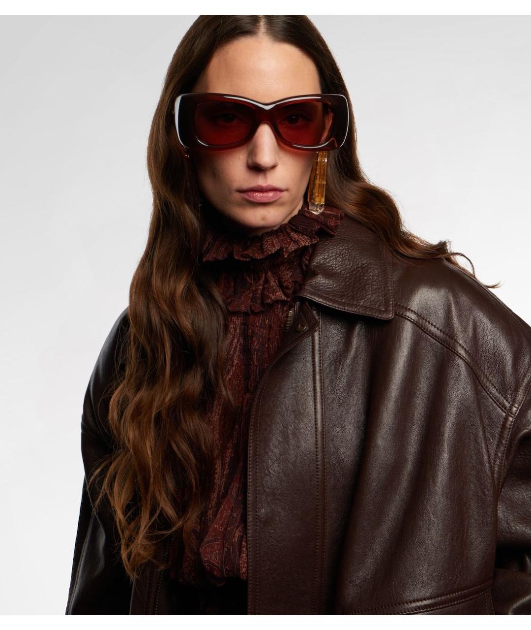 SAINT LAURENT Коричневые пластиковые солнцезащитные очки, фото 5