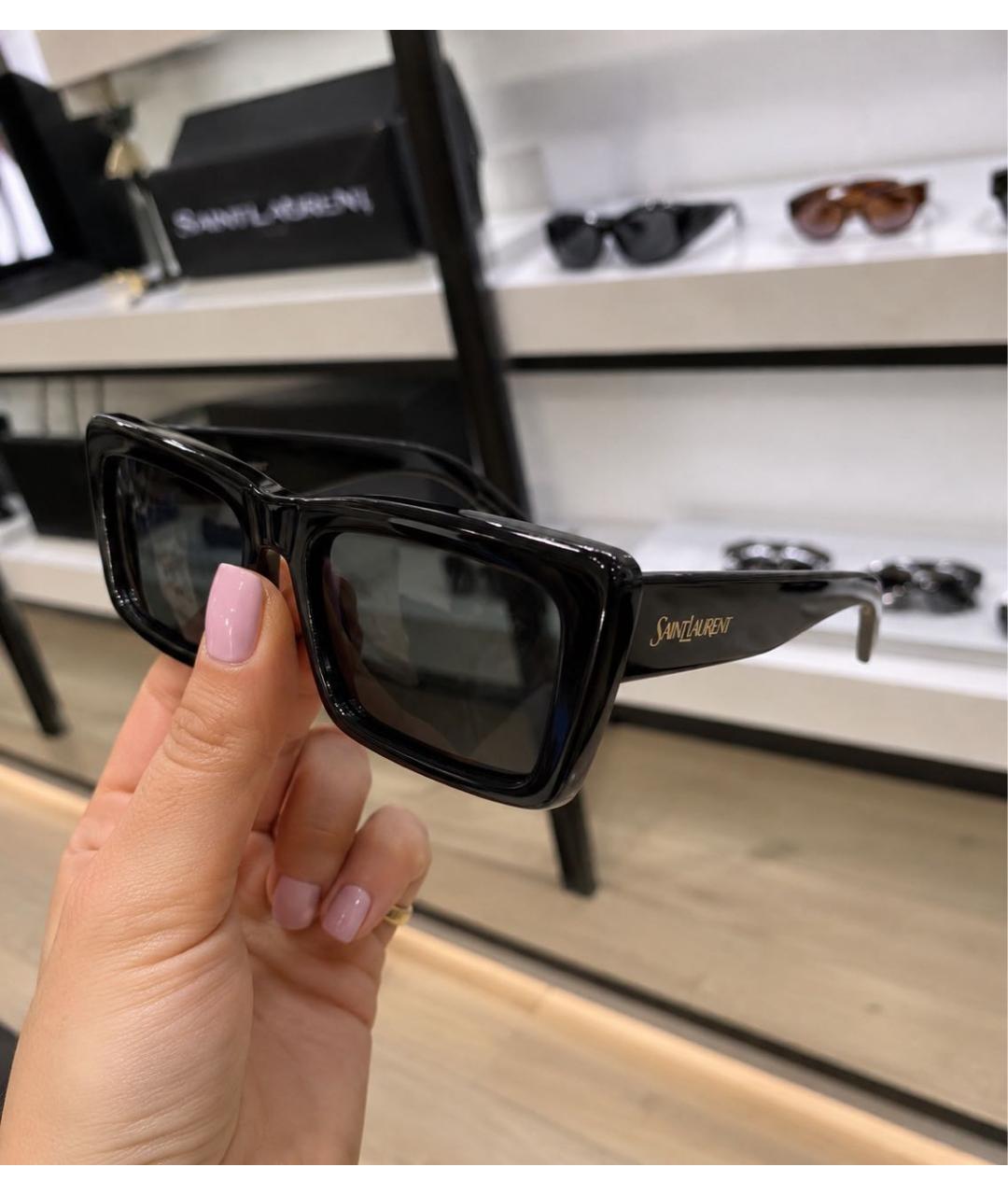 SAINT LAURENT Черные пластиковые солнцезащитные очки, фото 5