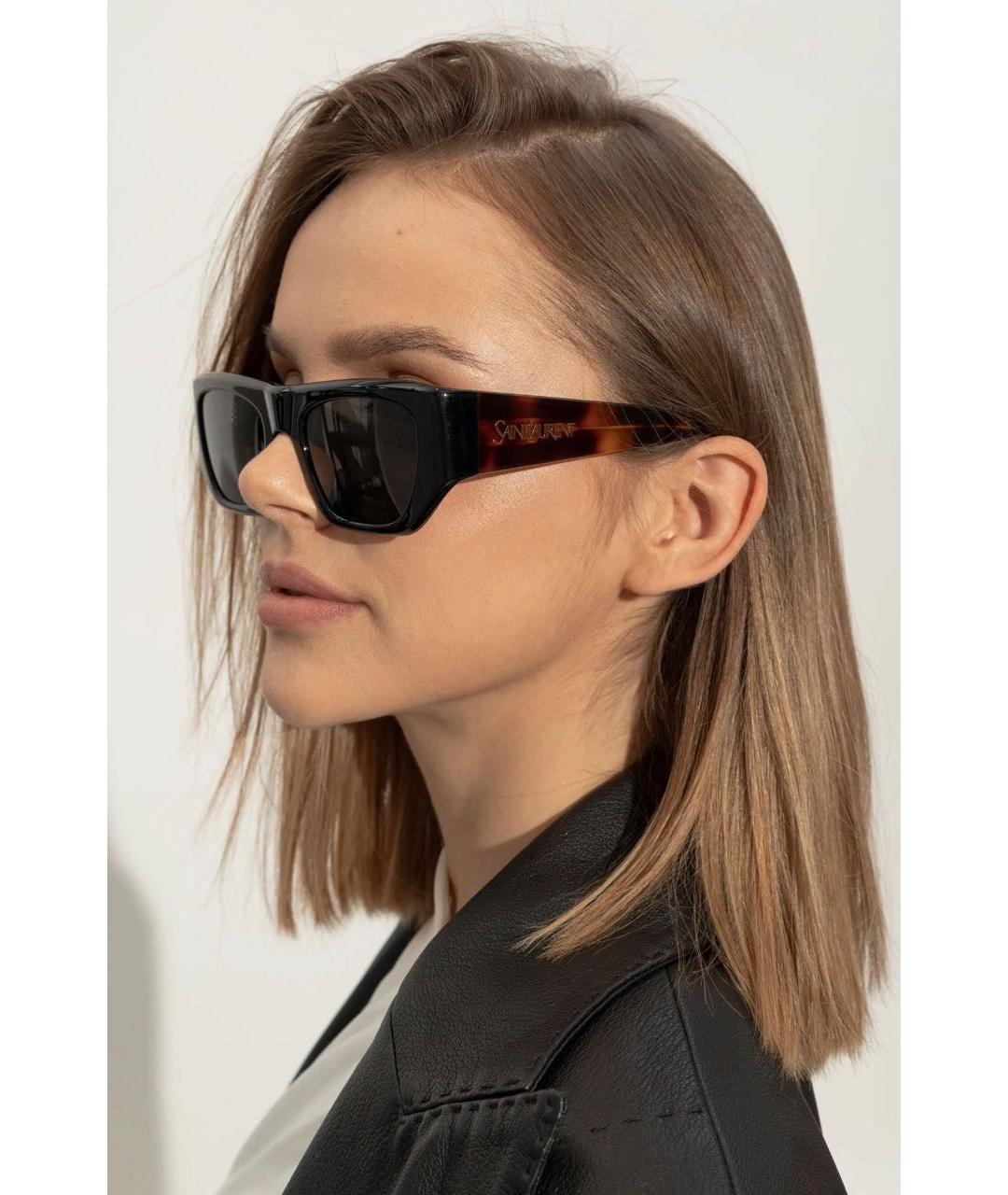 SAINT LAURENT Черные пластиковые солнцезащитные очки, фото 2