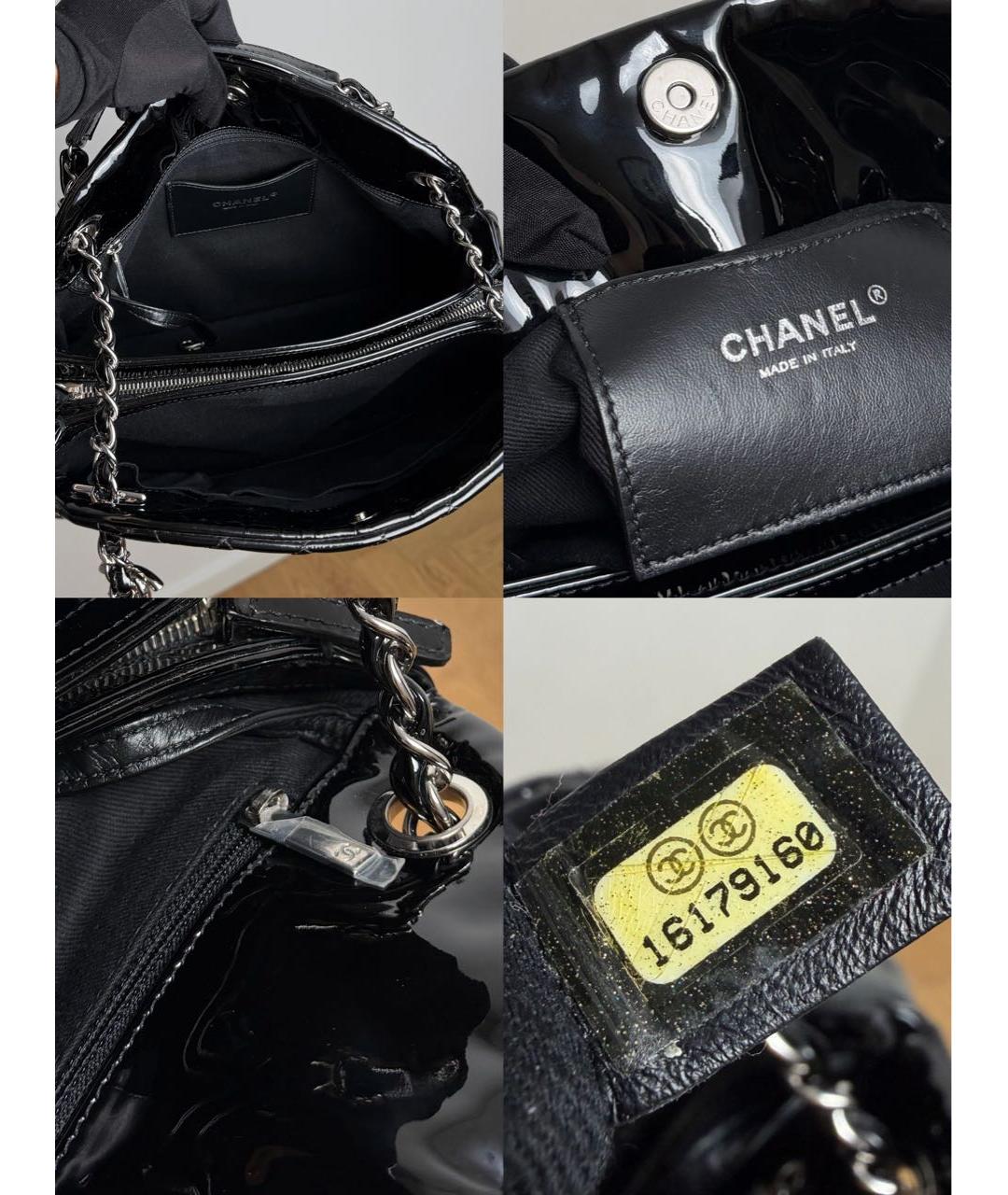 CHANEL Черная сумка через плечо из лакированной кожи, фото 7
