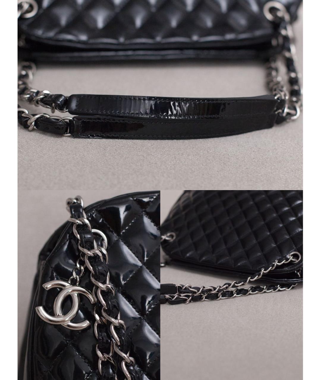 CHANEL Черная сумка через плечо из лакированной кожи, фото 8