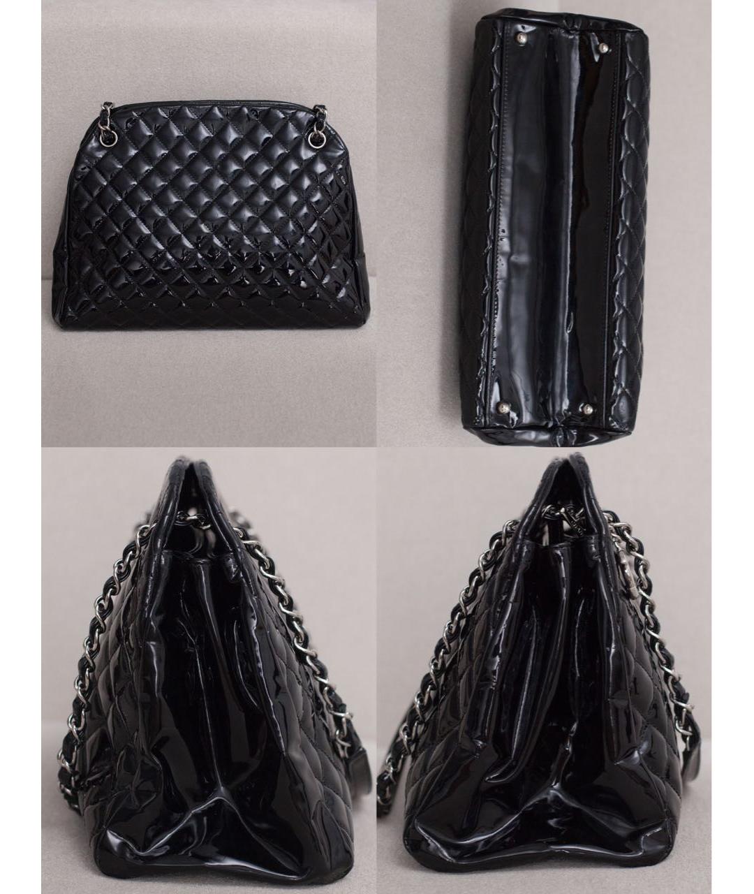 CHANEL Черная сумка через плечо из лакированной кожи, фото 6