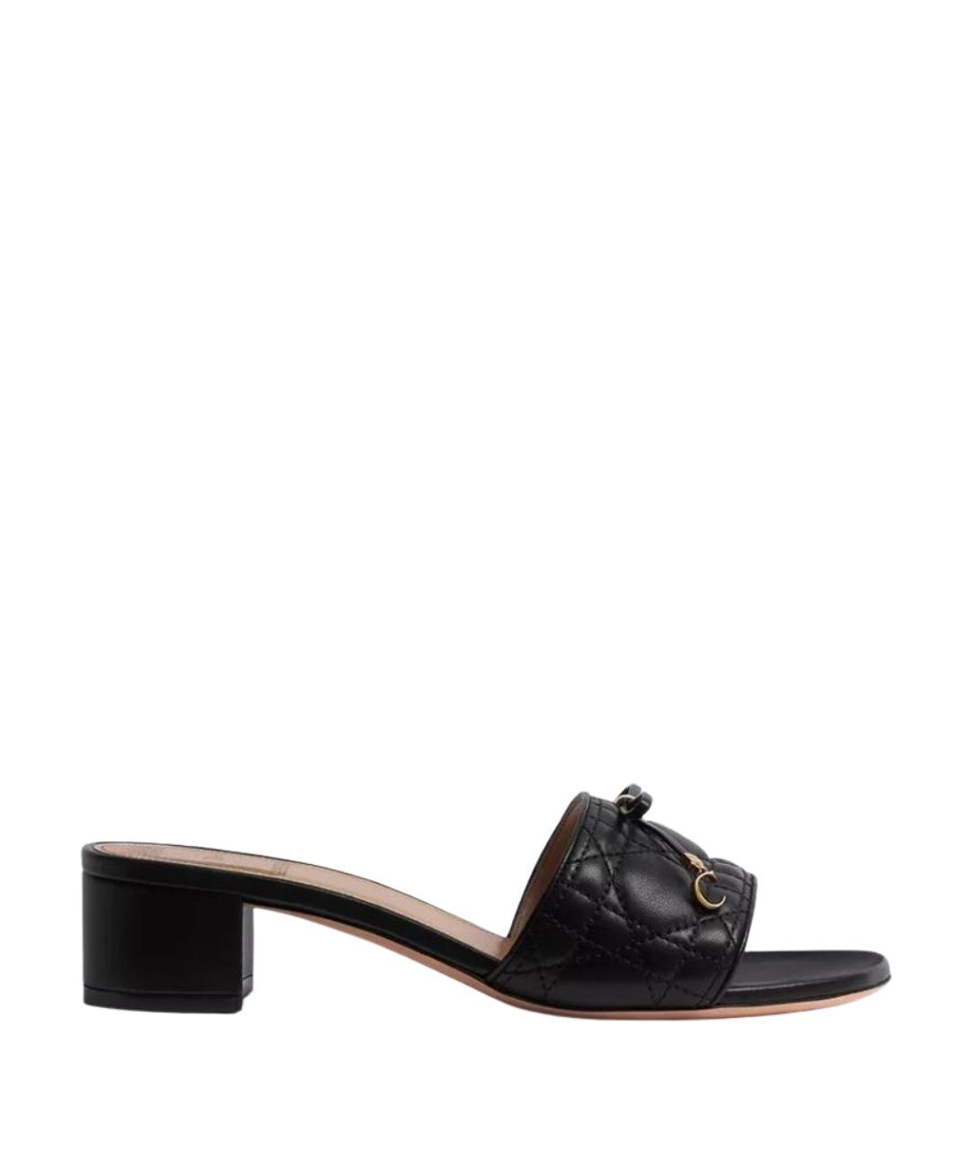 CHRISTIAN DIOR Черные кожаные мюли, фото 1