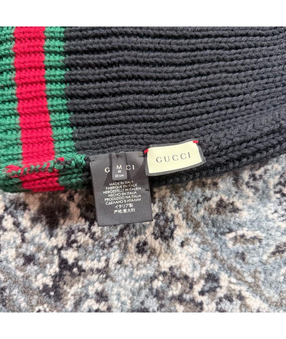 GUCCI Черная шерстяная шапка, фото 4