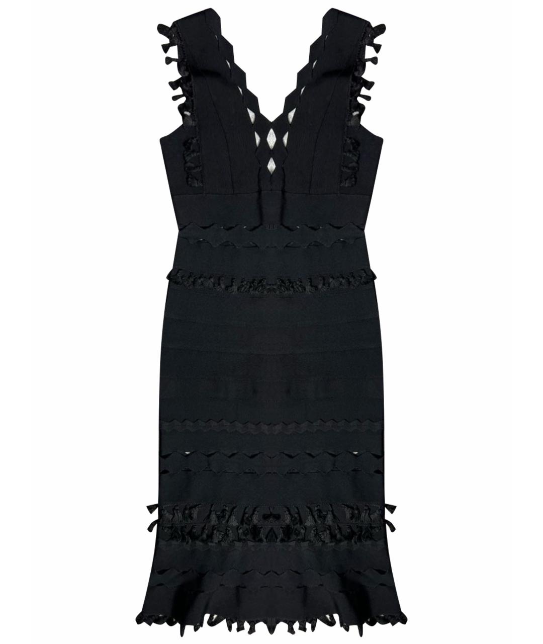 HERVE LEGER Черное вискозное платье, фото 1