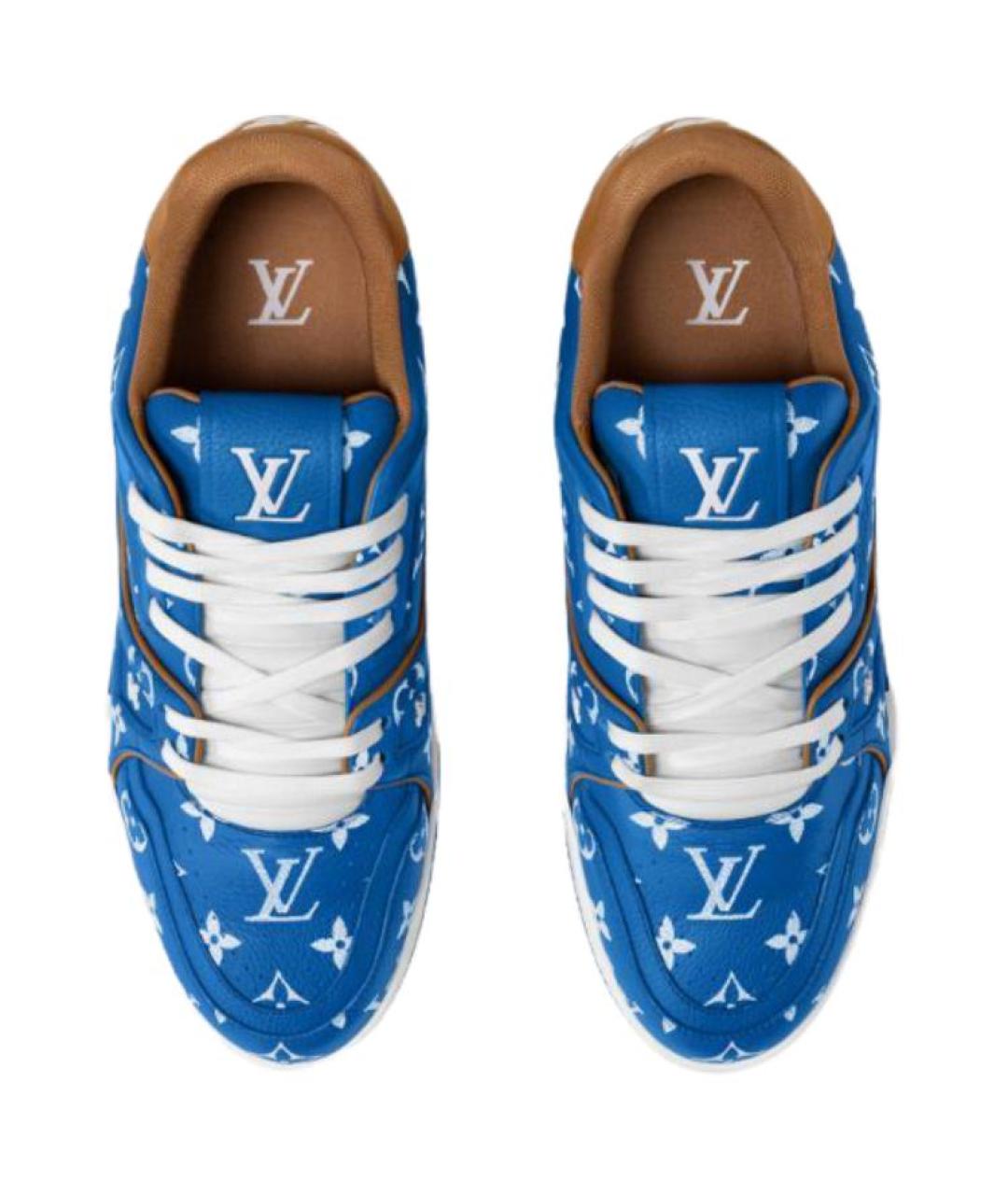 LOUIS VUITTON Синие кожаные низкие кроссовки / кеды, фото 4