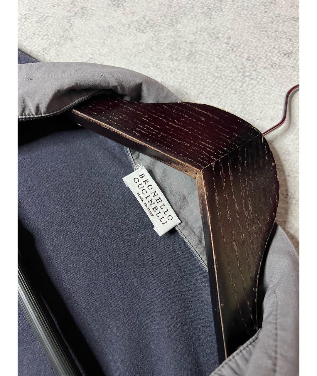 BRUNELLO CUCINELLI Серая хлопковая футболка, фото 4