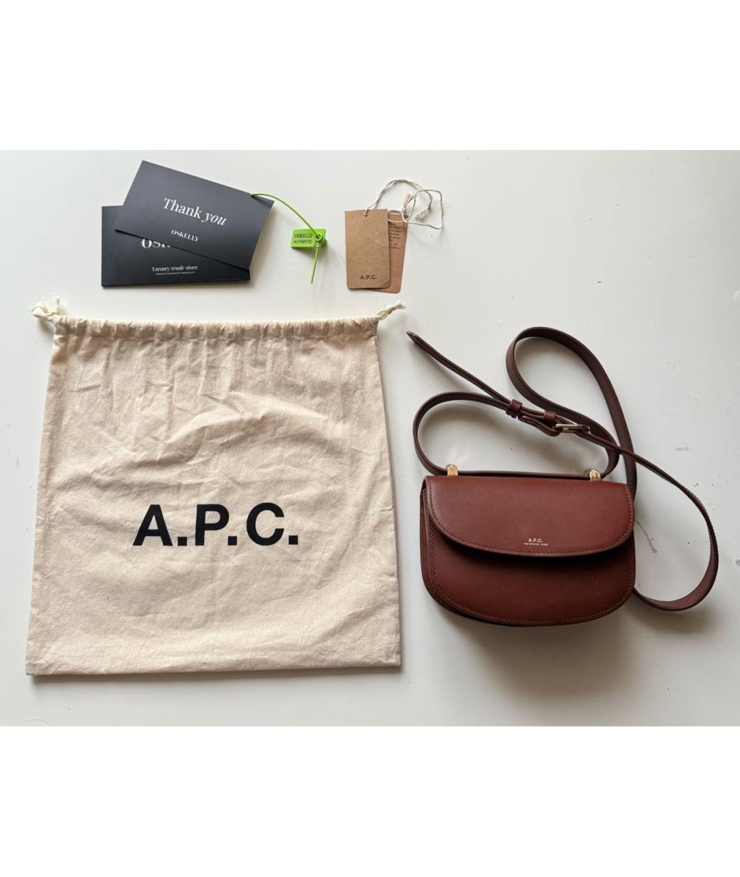 A.P.C. Коричневая кожаная сумка через плечо, фото 2