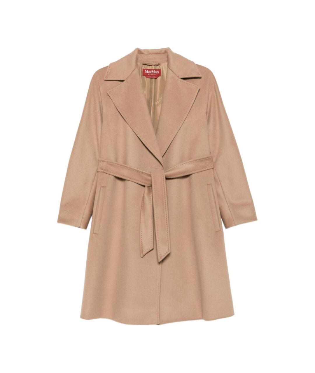 MAX MARA STUDIO Бежевое шерстяное пальто, фото 1
