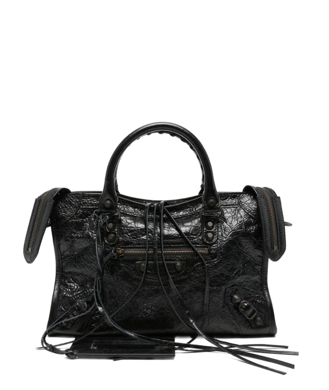 BALENCIAGA Черная кожаная сумка тоут, фото 1