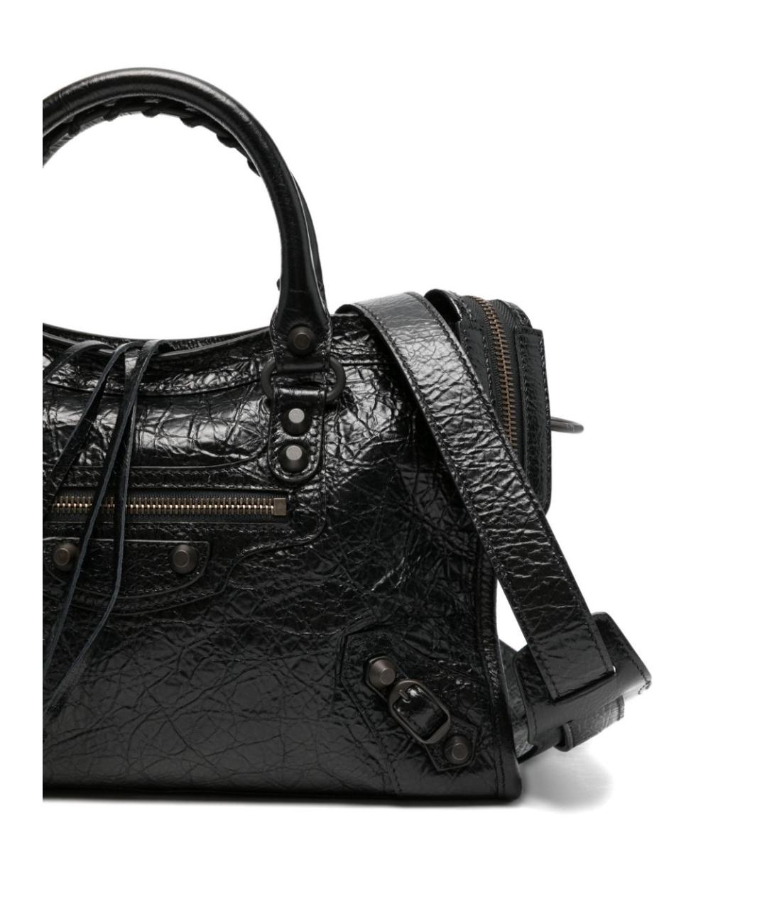 BALENCIAGA Черная кожаная сумка тоут, фото 5