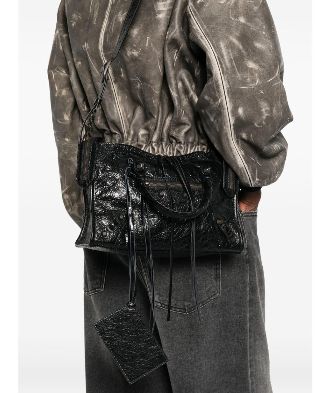 BALENCIAGA Черная кожаная сумка тоут, фото 3
