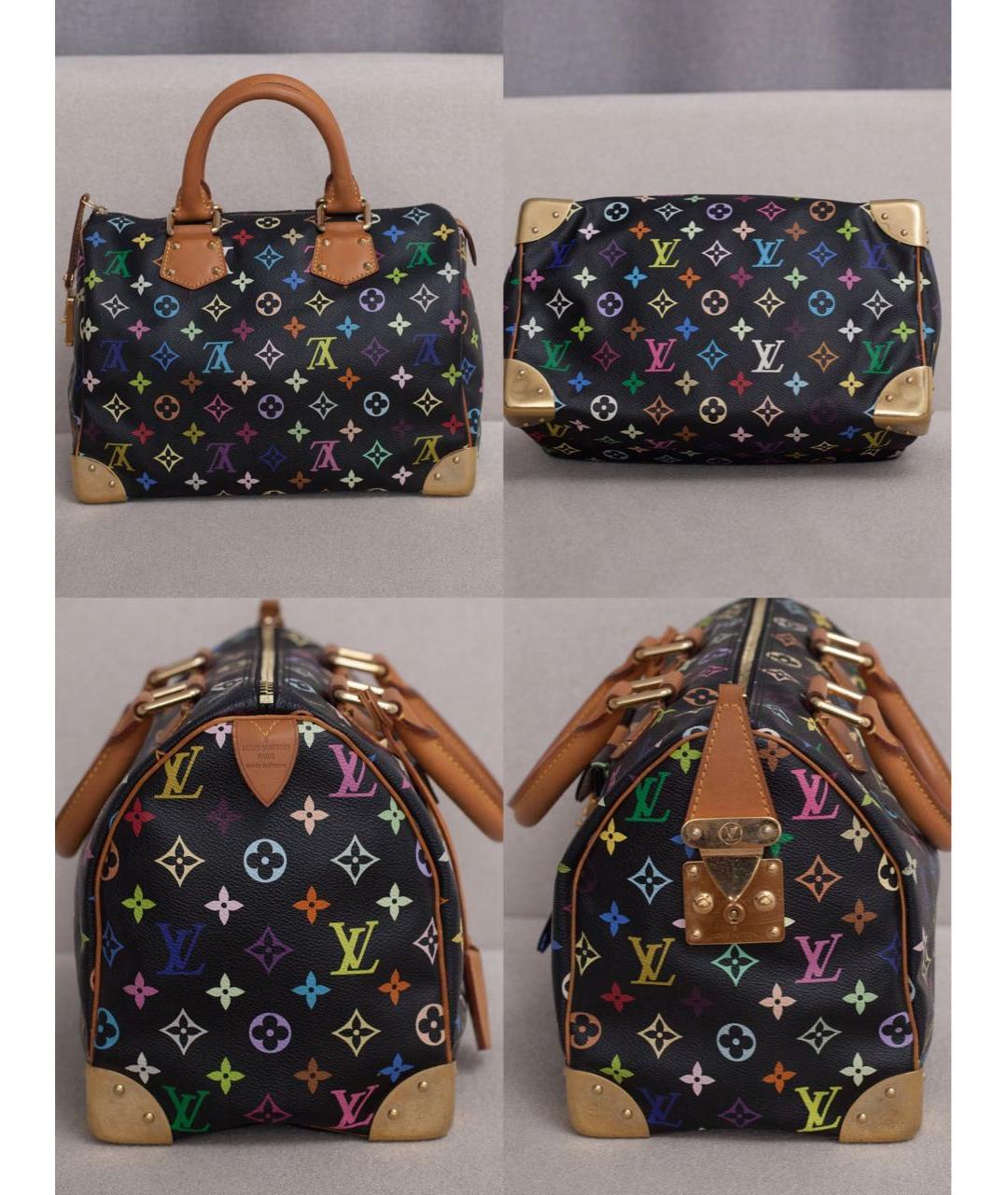 LOUIS VUITTON Черная сумка с короткими ручками из канвы, фото 5