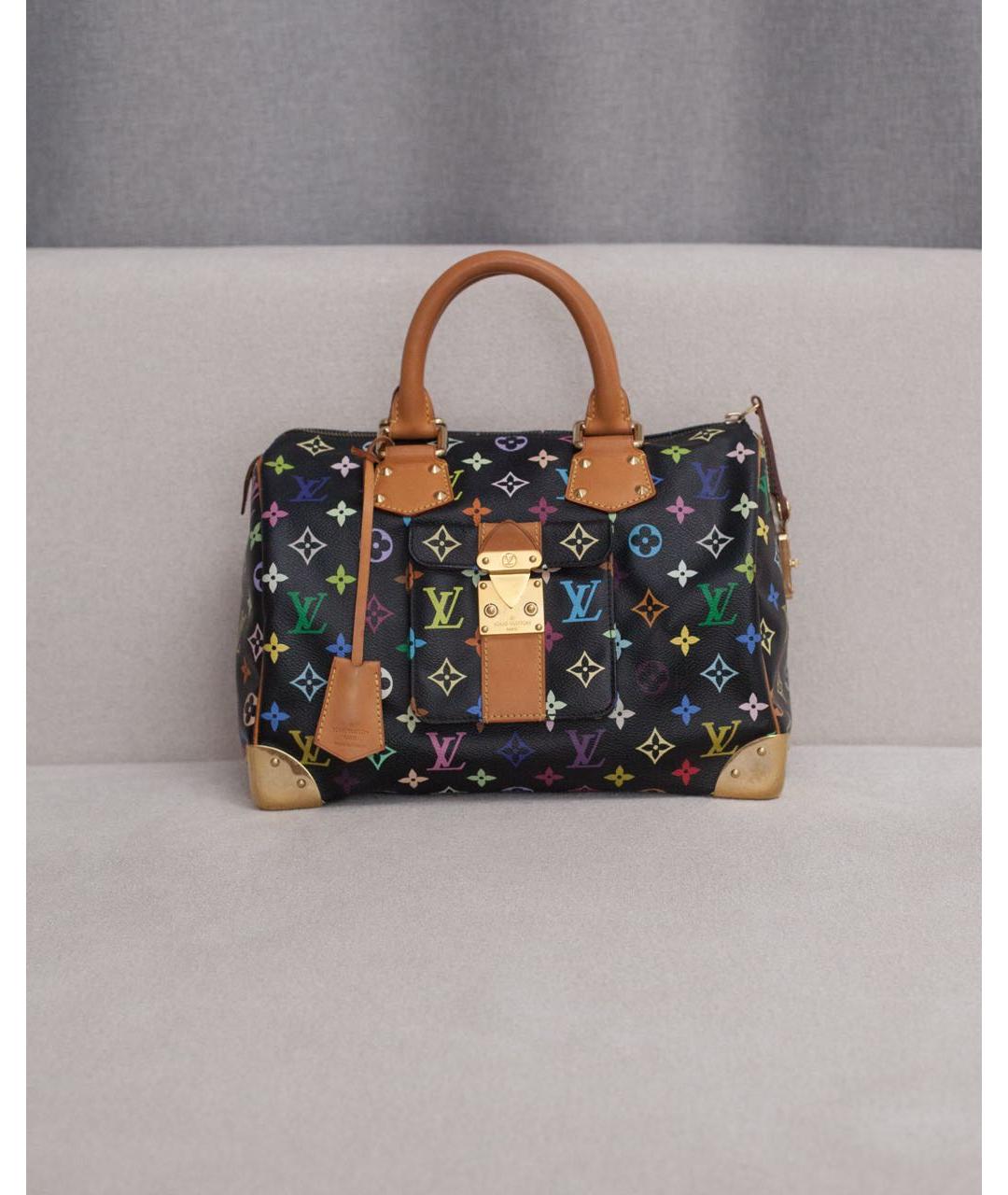 LOUIS VUITTON Черная сумка с короткими ручками из канвы, фото 9