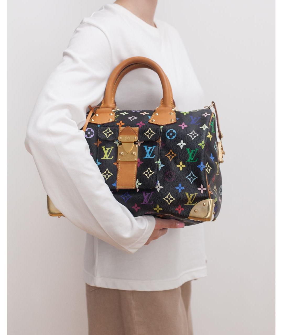 LOUIS VUITTON Черная сумка с короткими ручками из канвы, фото 4