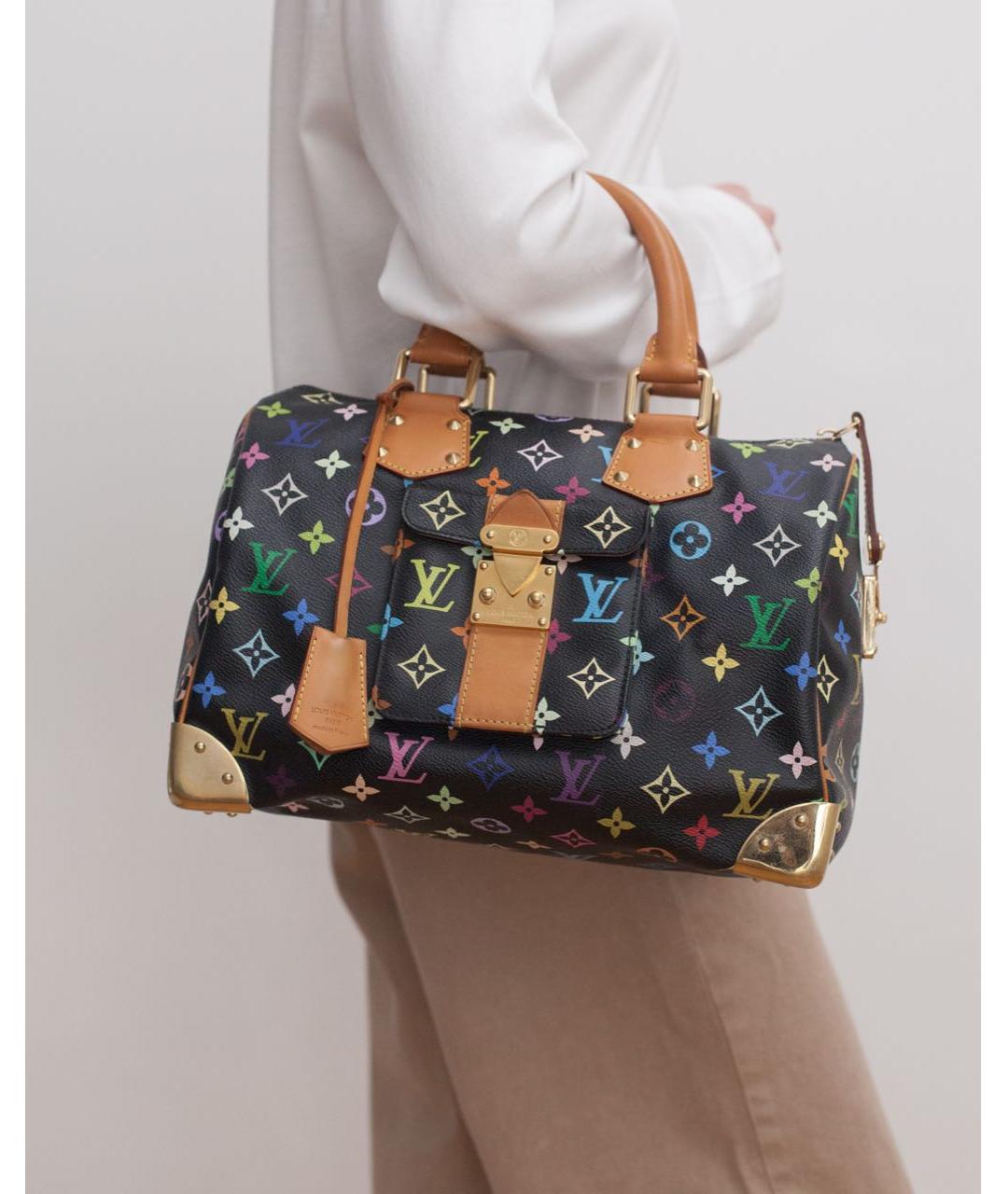 LOUIS VUITTON Черная сумка с короткими ручками из канвы, фото 2