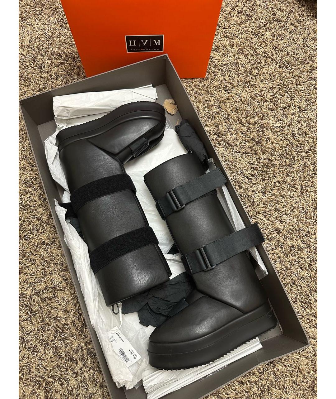 RICK OWENS Черные кожаные высокие ботинки, фото 5