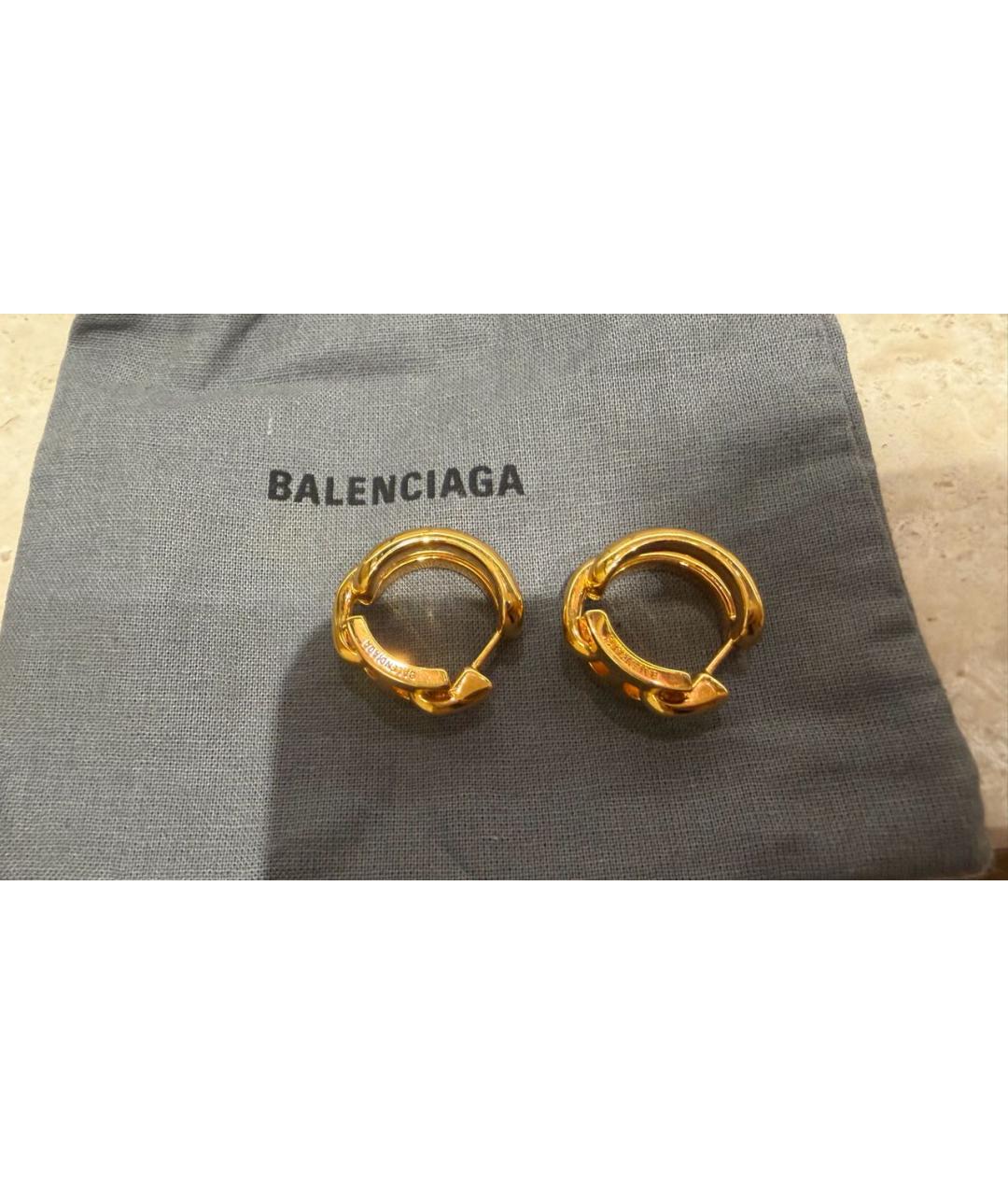 BALENCIAGA Золотые металлические серьги, фото 5
