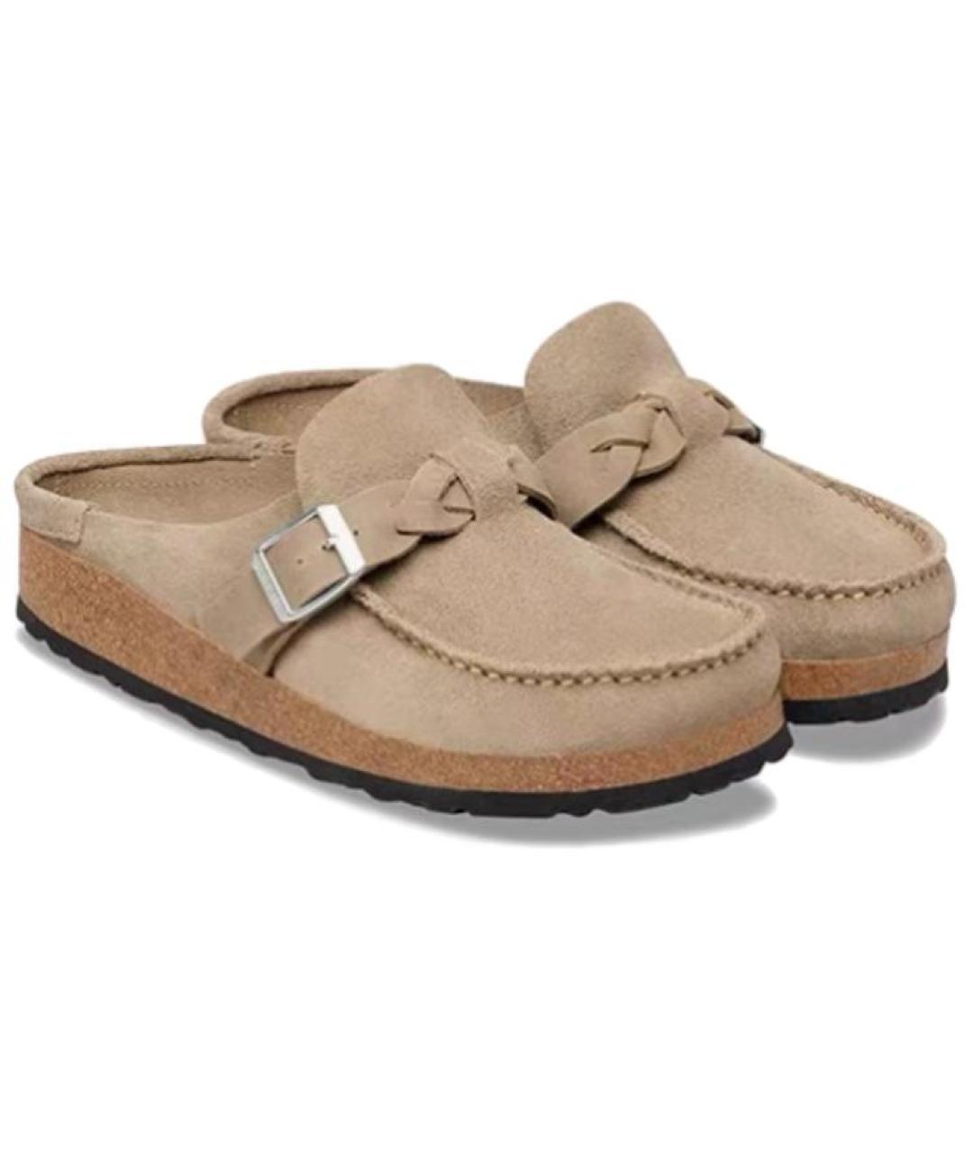 BIRKENSTOCK Бежевые замшевые сабо, фото 3
