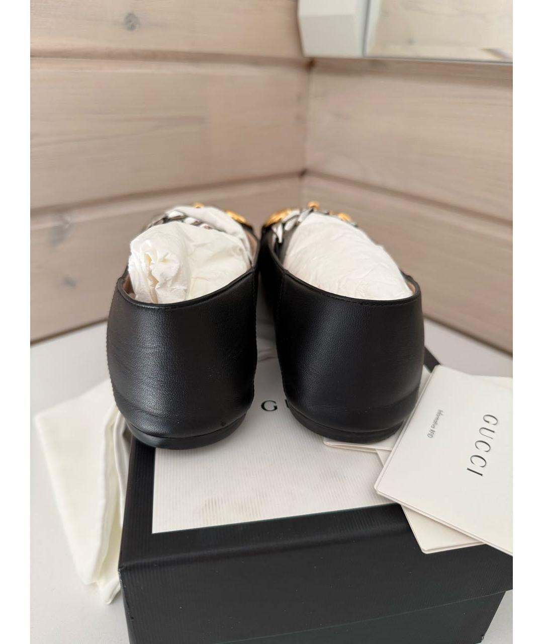 GUCCI Черные кожаные балетки, фото 8