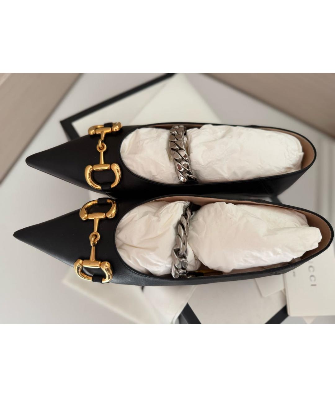 GUCCI Черные кожаные балетки, фото 3