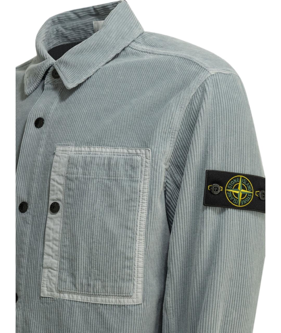 STONE ISLAND Голубая хлопковая кэжуал рубашка, фото 3
