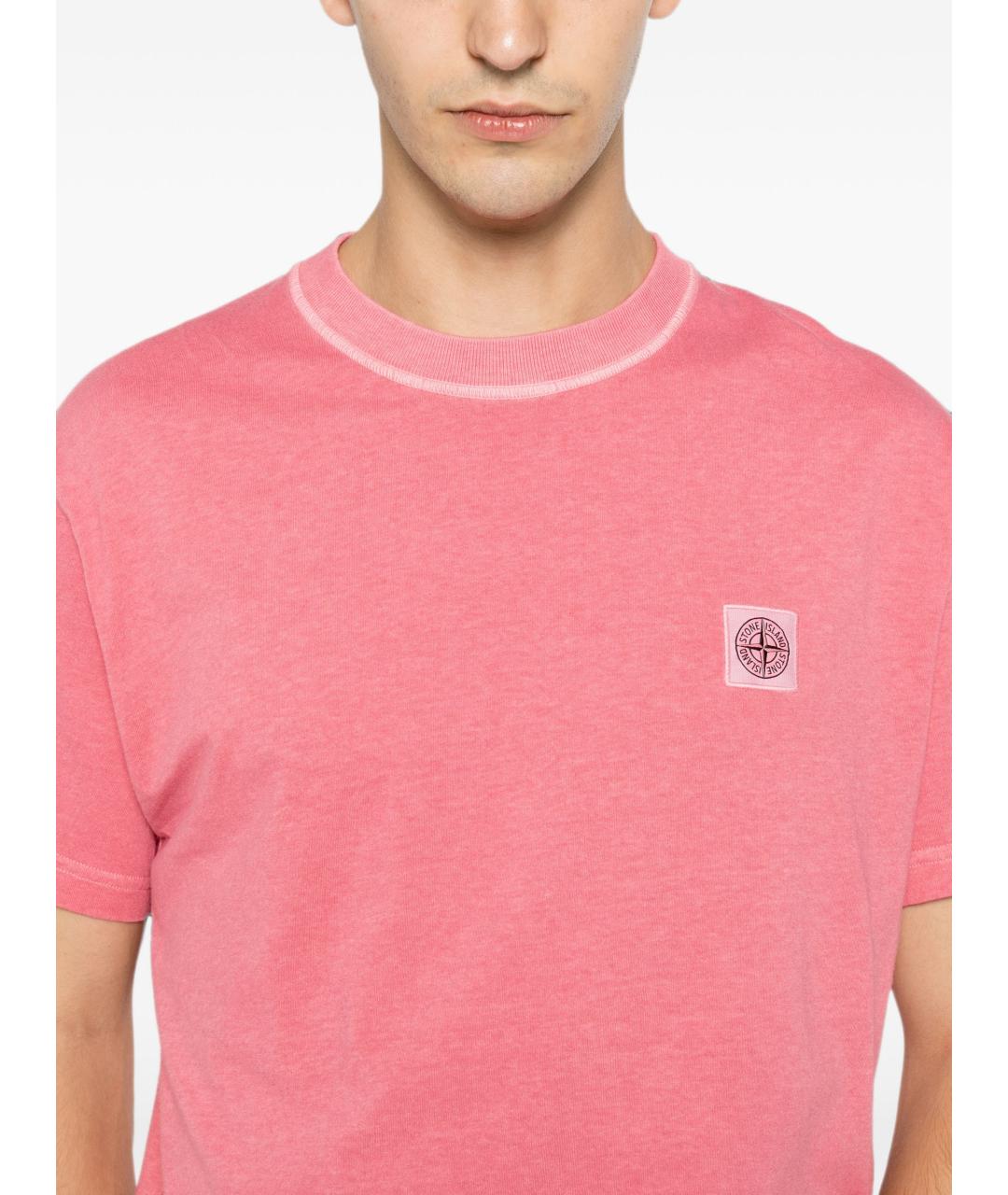 STONE ISLAND Розовая хлопковая футболка, фото 5