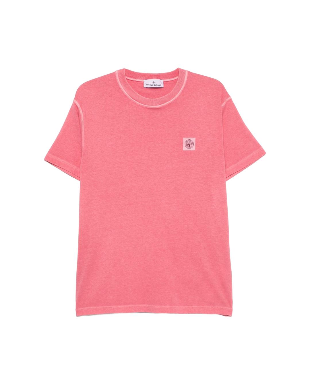 STONE ISLAND Розовая хлопковая футболка, фото 1
