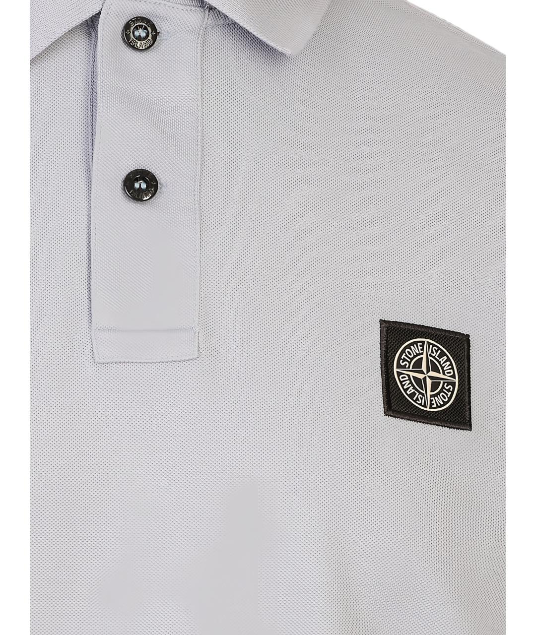 STONE ISLAND Серое хлопковое поло с коротким рукавом, фото 3