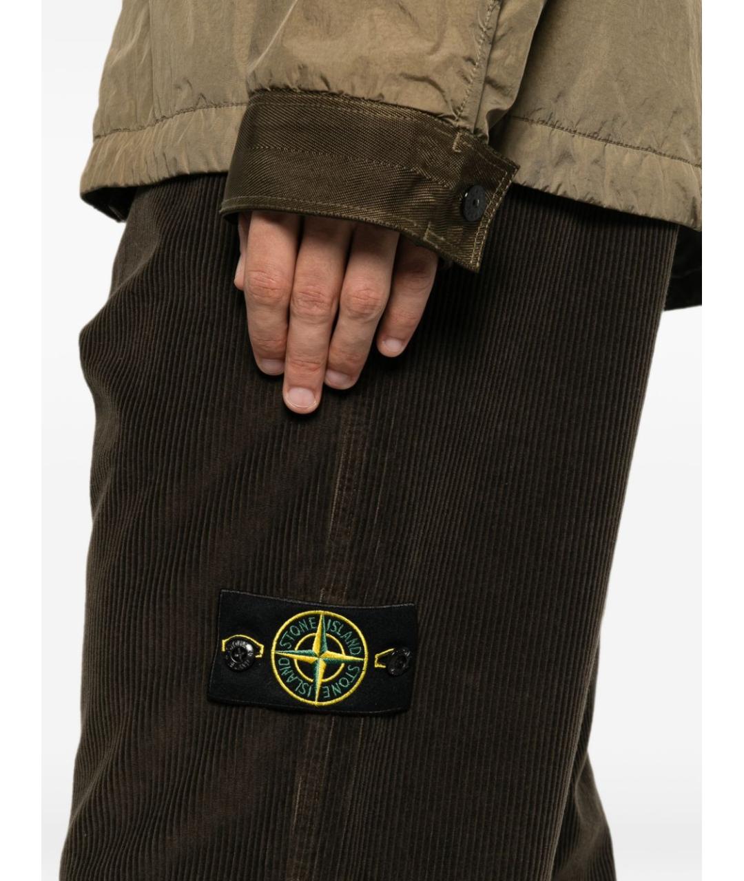 STONE ISLAND Серые хлопковые повседневные брюки, фото 3