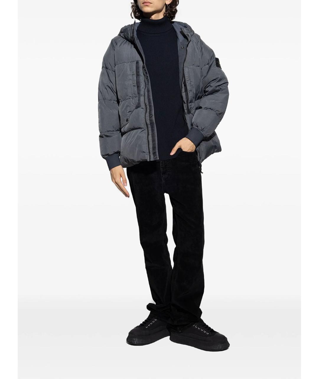 STONE ISLAND Синяя шерстяная водолазка, фото 2