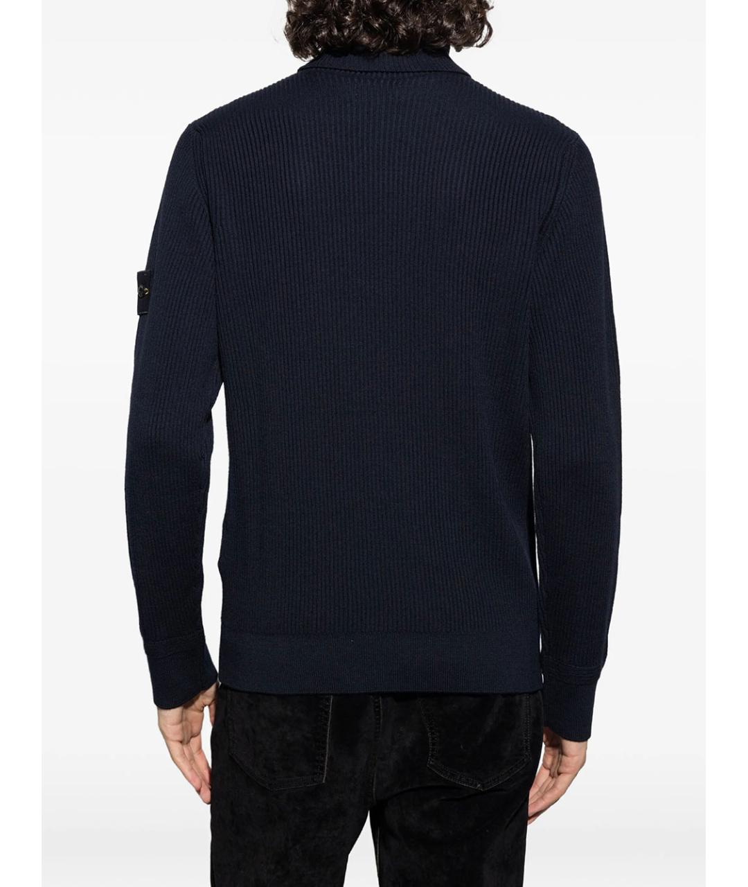 STONE ISLAND Синяя шерстяная водолазка, фото 3