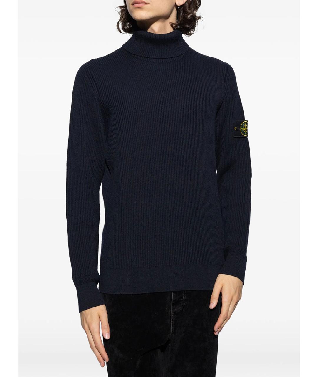 STONE ISLAND Синяя шерстяная водолазка, фото 4