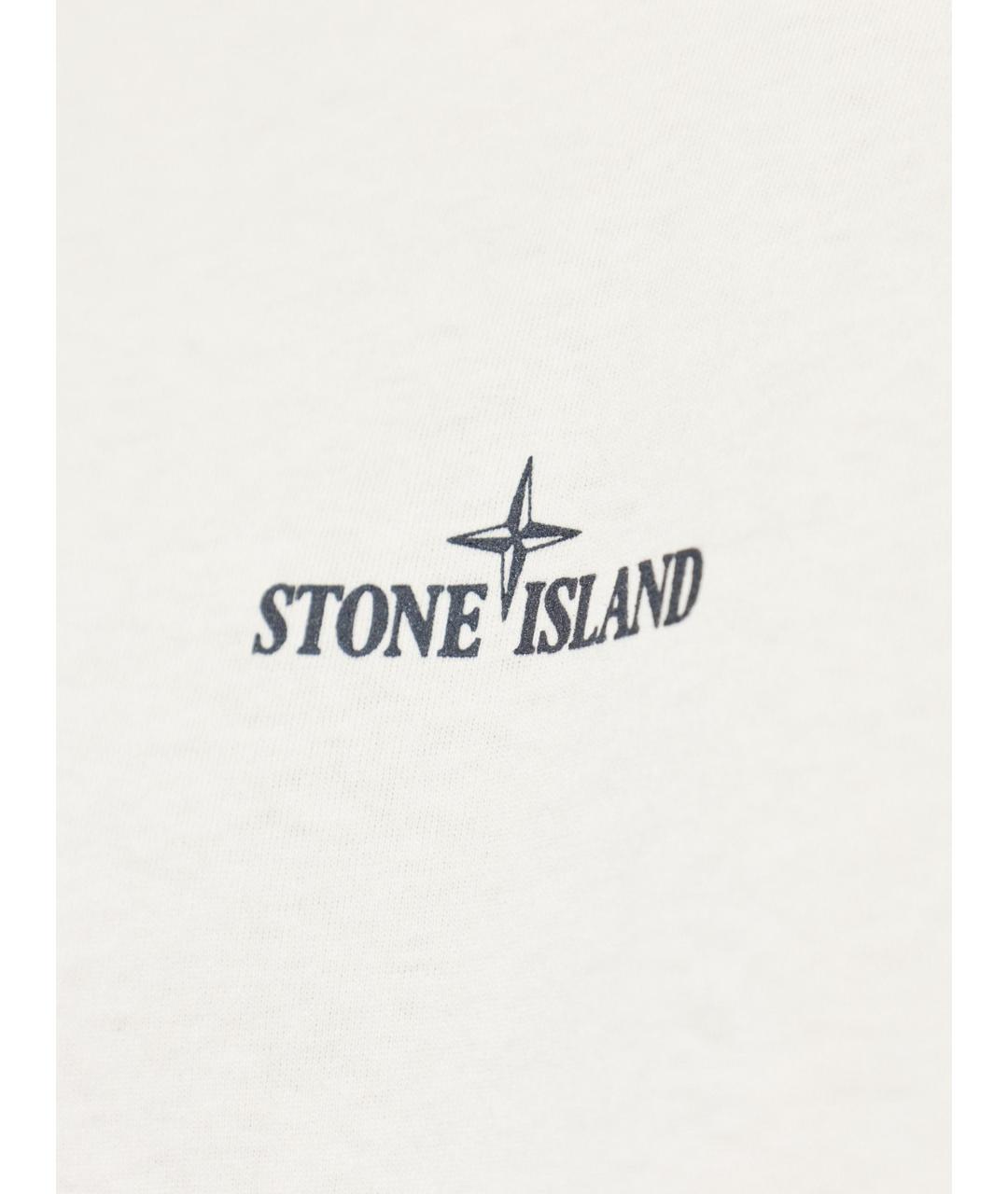 STONE ISLAND Белая хлопковая футболка, фото 4