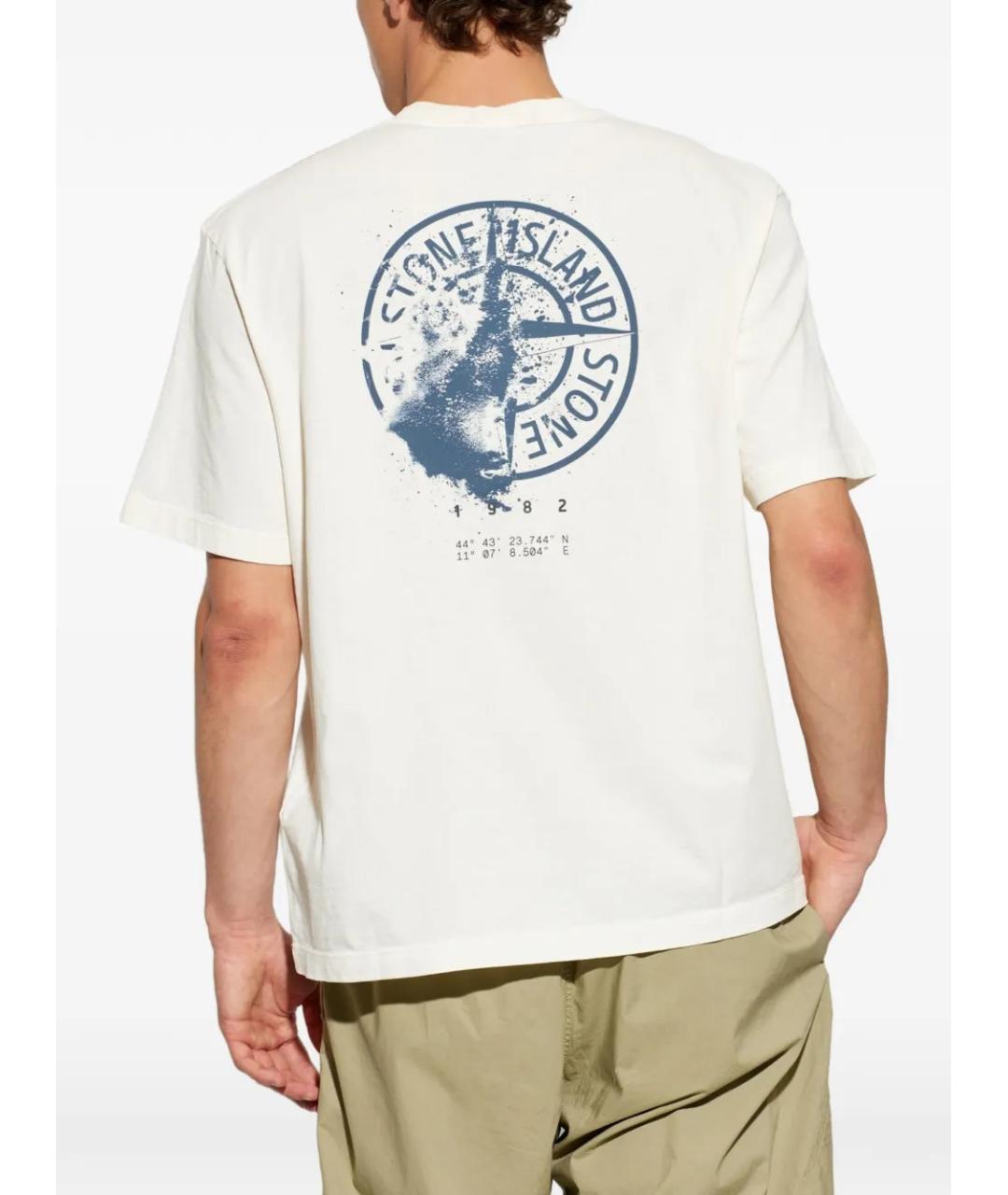 STONE ISLAND Белая хлопковая футболка, фото 3