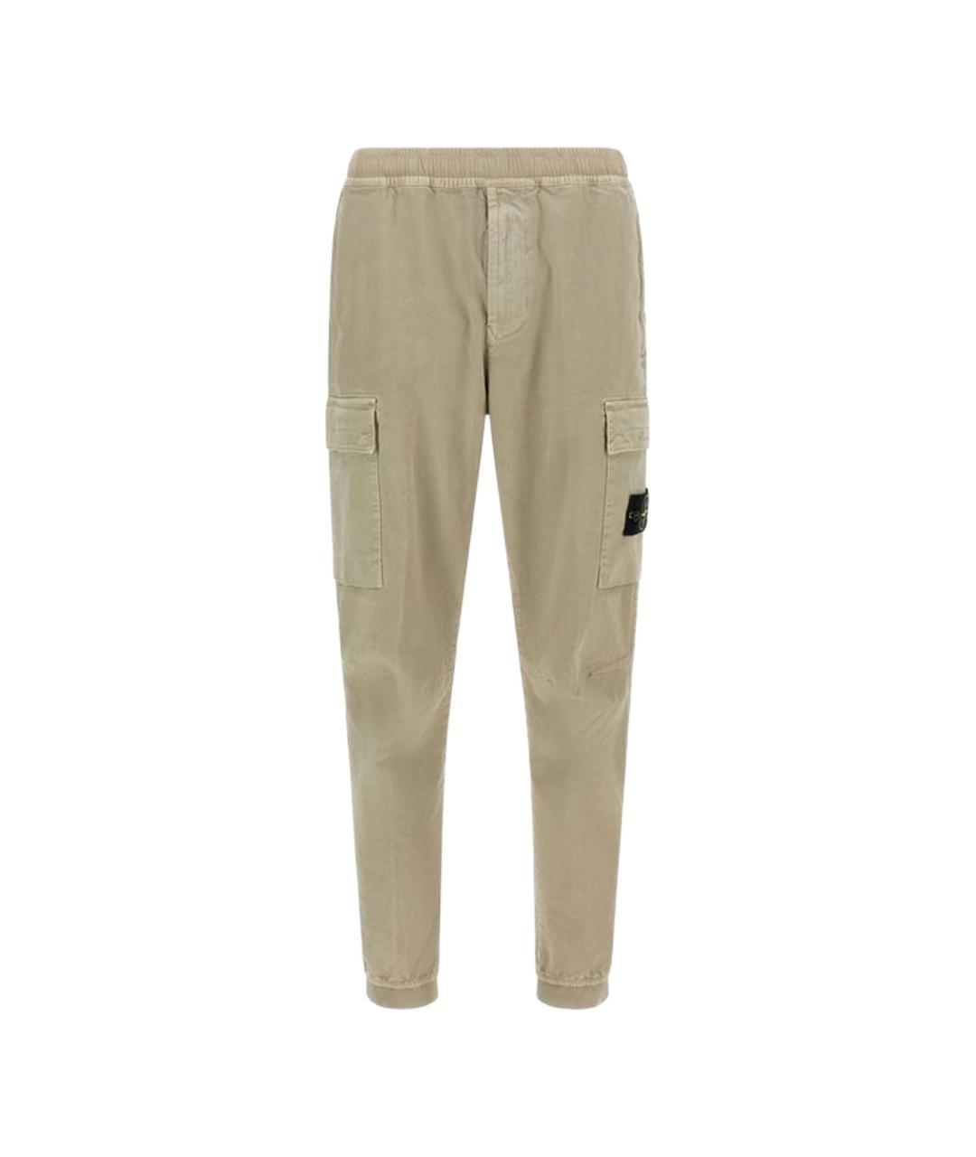 STONE ISLAND Бежевые хлопковые повседневные брюки, фото 1