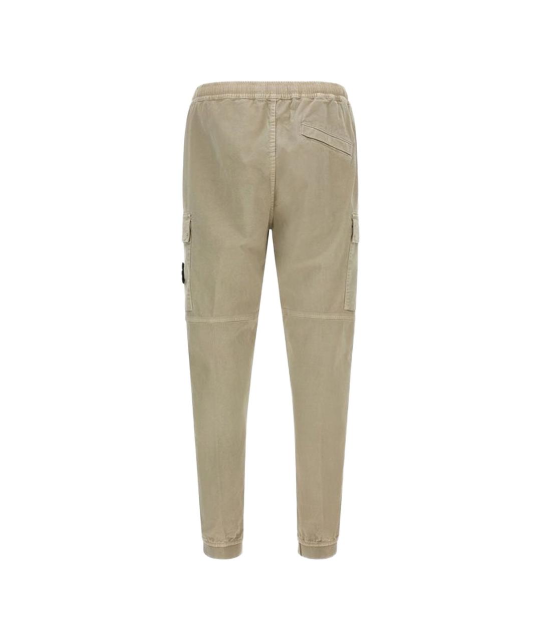 STONE ISLAND Бежевые хлопковые повседневные брюки, фото 3