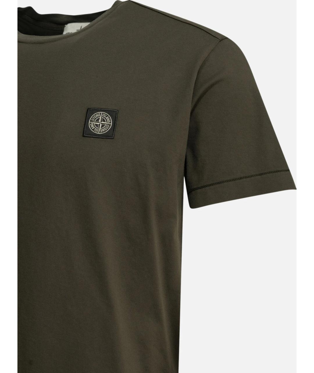 STONE ISLAND Серая хлопковая футболка, фото 4