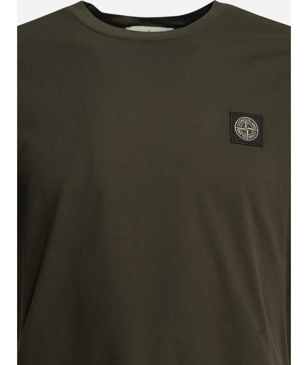 STONE ISLAND Серая хлопковая футболка, фото 3