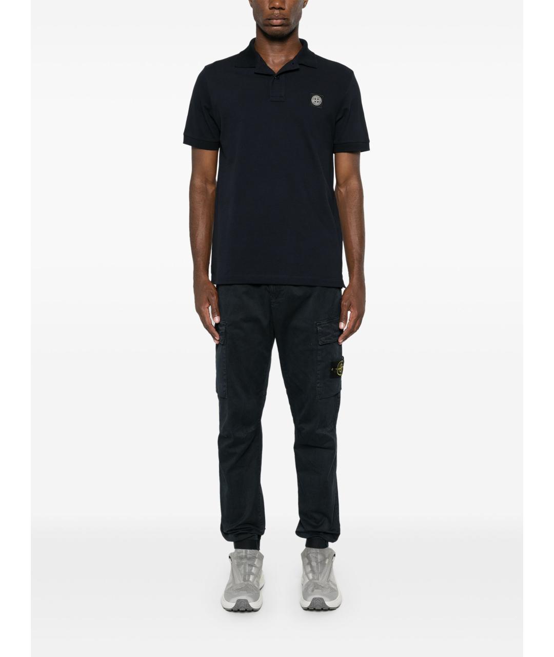 STONE ISLAND Темно-синее хлопковое поло с коротким рукавом, фото 5