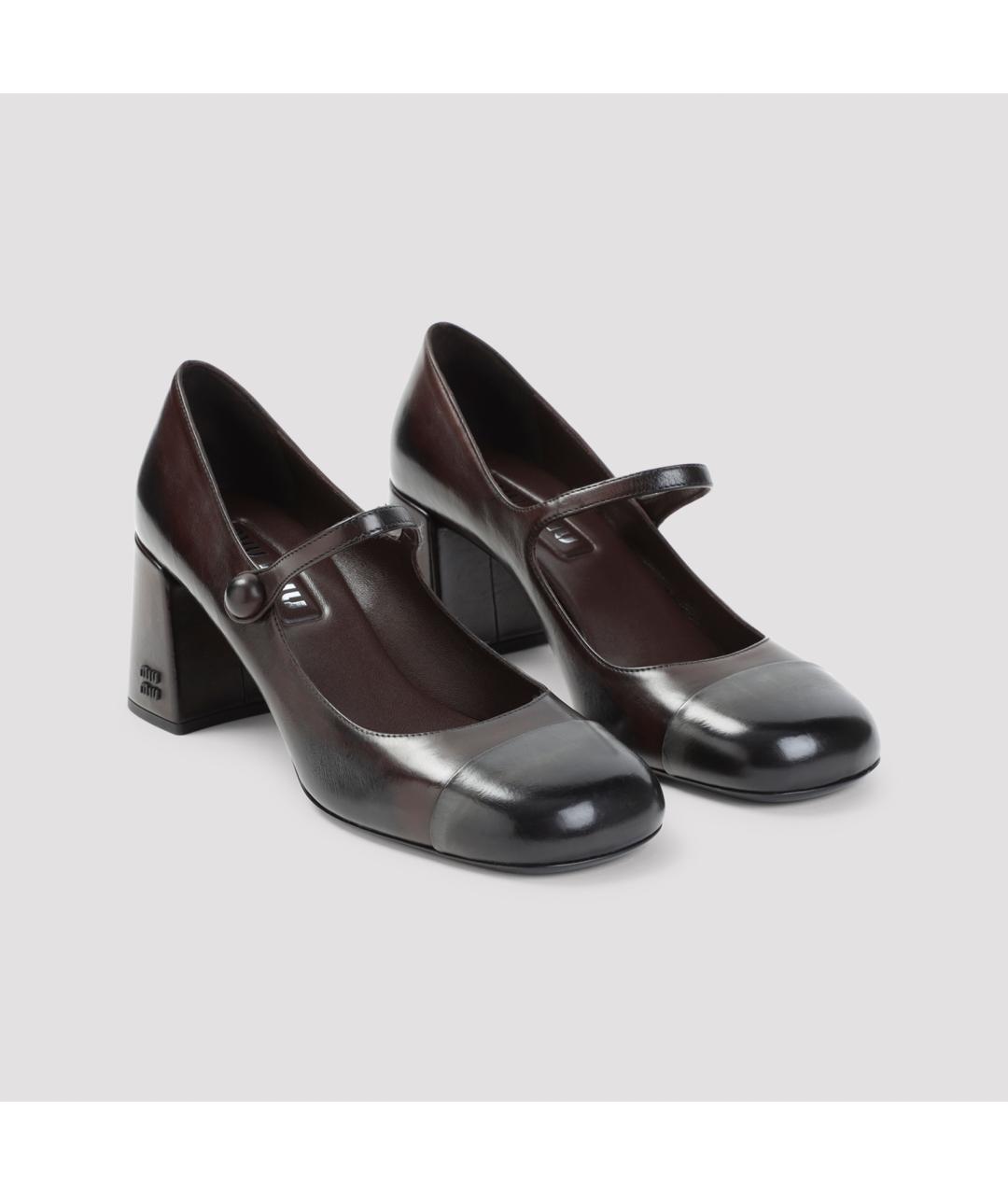 MIU MIU Коричневые кожаные туфли, фото 3