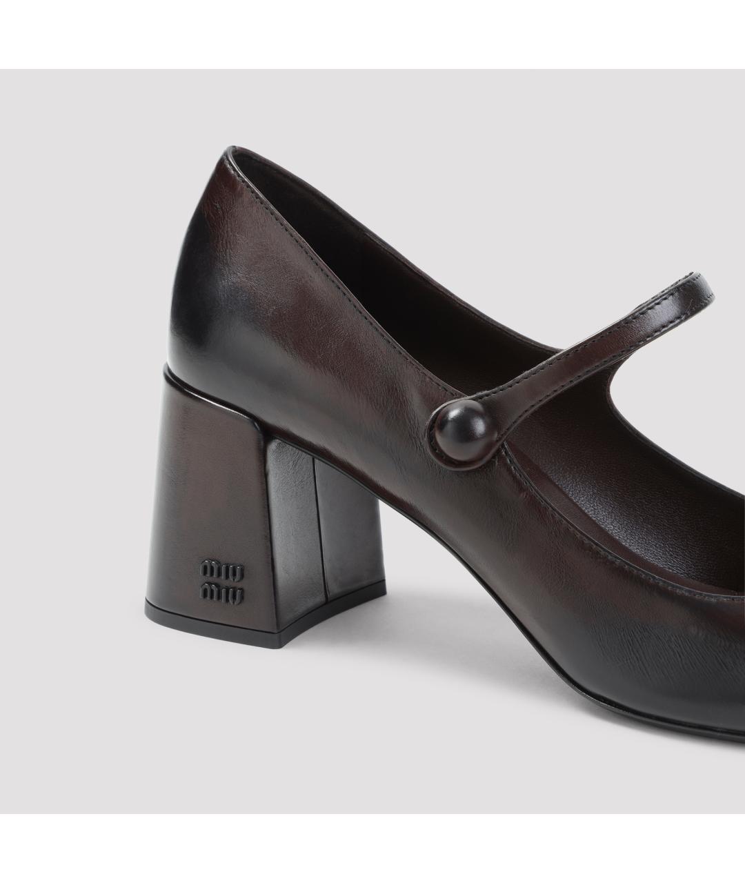 MIU MIU Коричневые кожаные туфли, фото 4