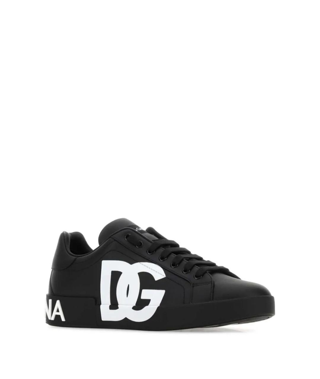 DOLCE&GABBANA Черные кожаные низкие кроссовки / кеды, фото 2