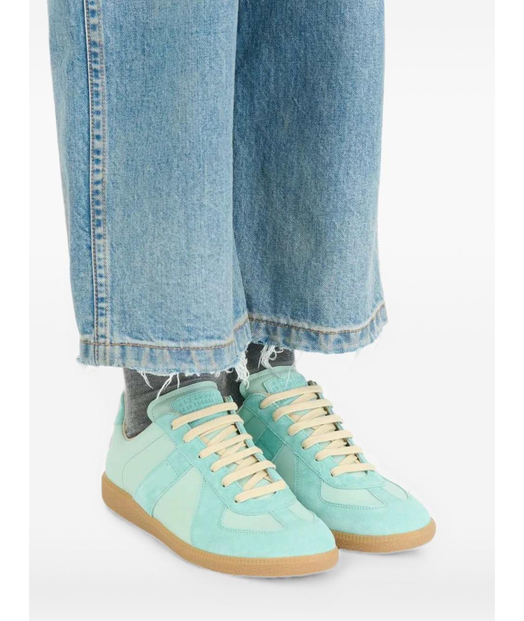GOLDEN GOOSE Бирюзовые синтетические низкие кроссовки / кеды, фото 3