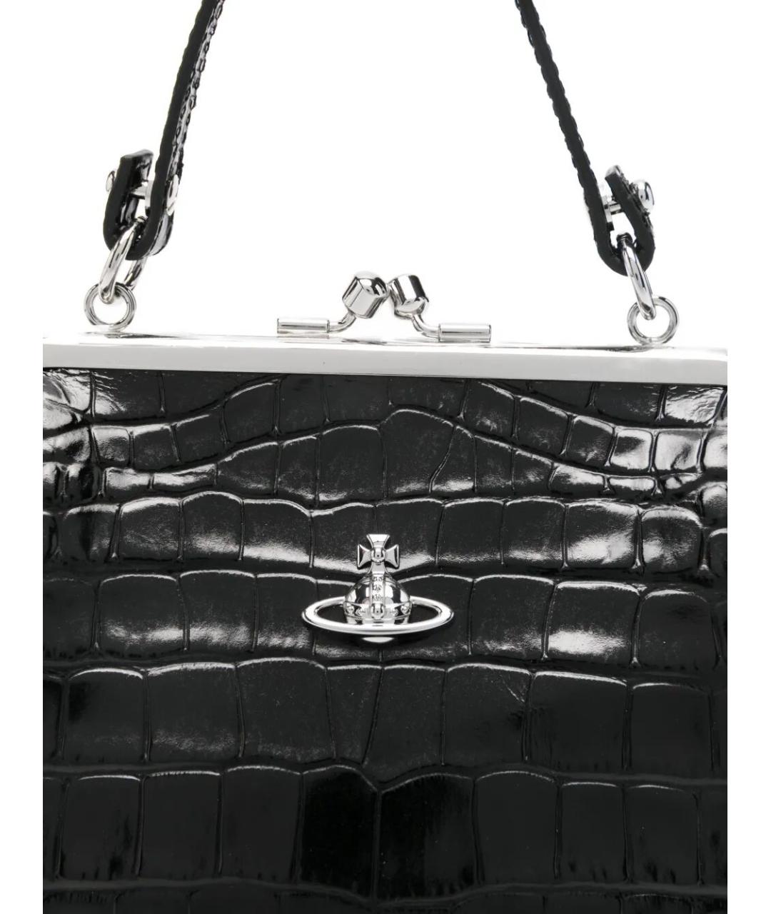 VIVIENNE WESTWOOD Черная кожаная сумка с короткими ручками, фото 5