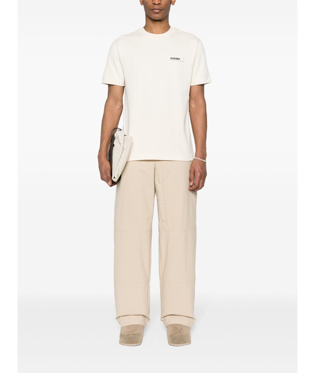 JACQUEMUS Бежевая хлопковая футболка, фото 5